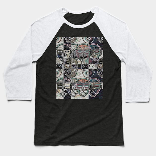 African Masks V6 Baseball T-Shirt by walil designer